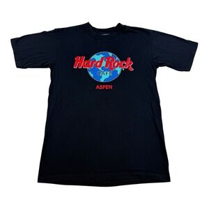 Vintage Hard Rock Cafe Shirt Mens Small Black Aspen Made USA Rock T-Shirt 90s